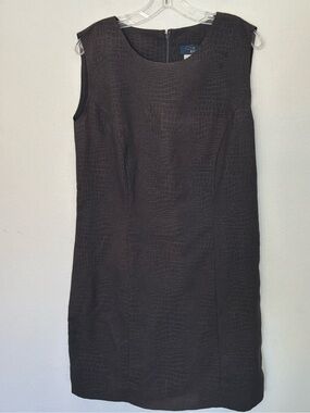 RAG Brown Croc Embossed Sleeveless Sheath Dress Size 16
